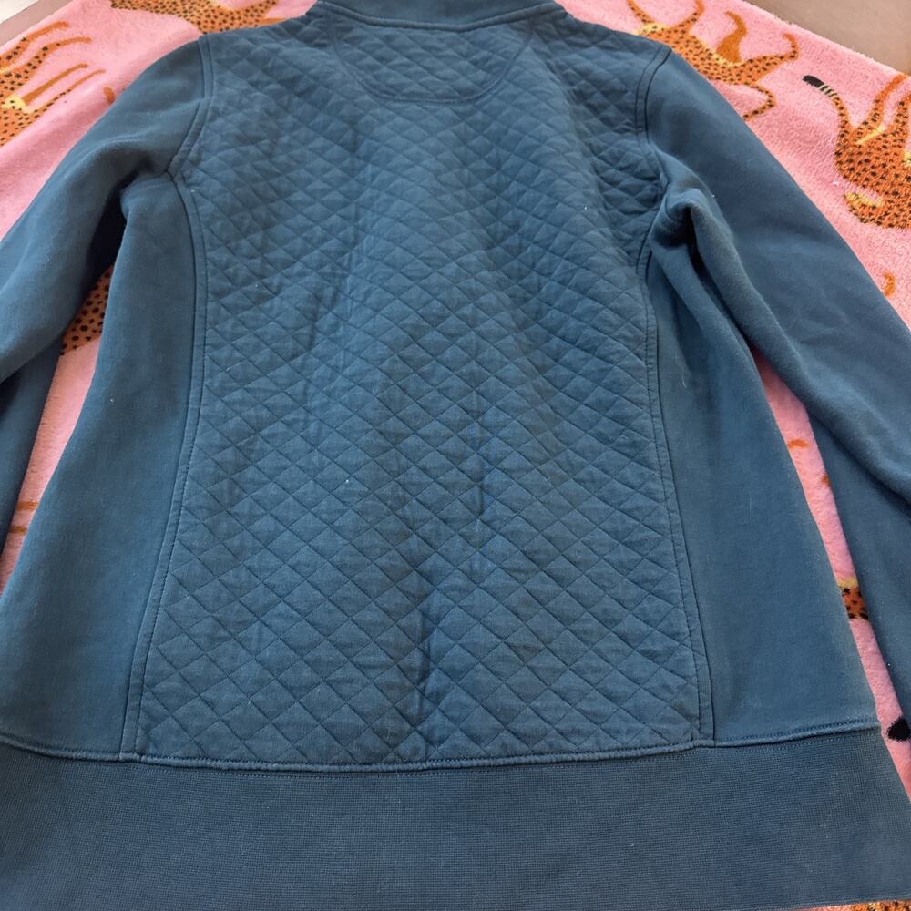 L.L. Bean Diamond Quilted 1/4 Zip Teal Women's Sweatshirt with Pockets XS - Picture 8 of 16
